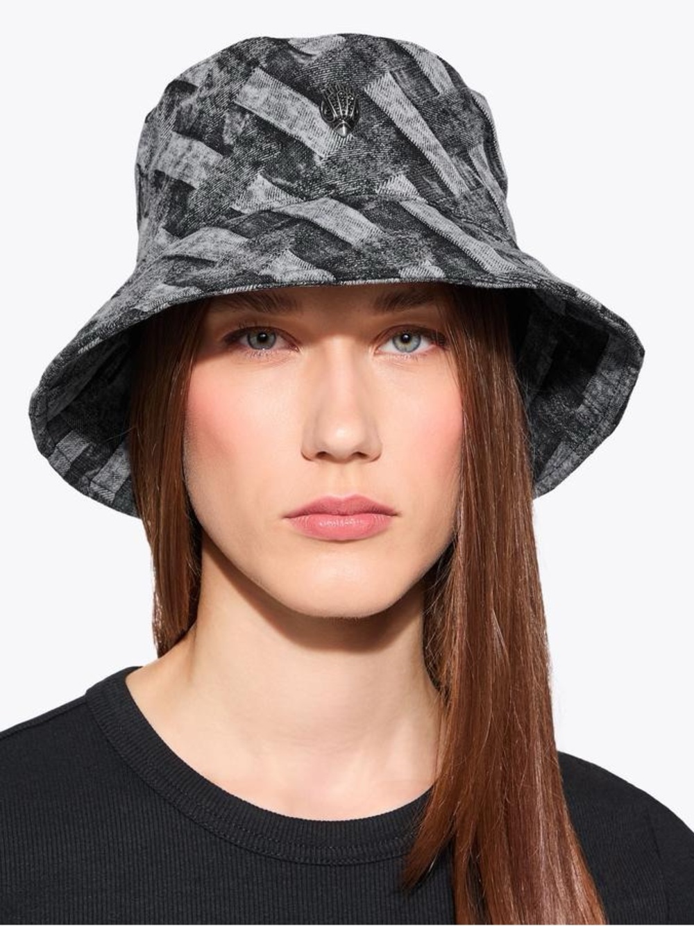 KURT GEIGER LONDON Kensington Bucket Hat Gray/Black $105 Retail NWT
